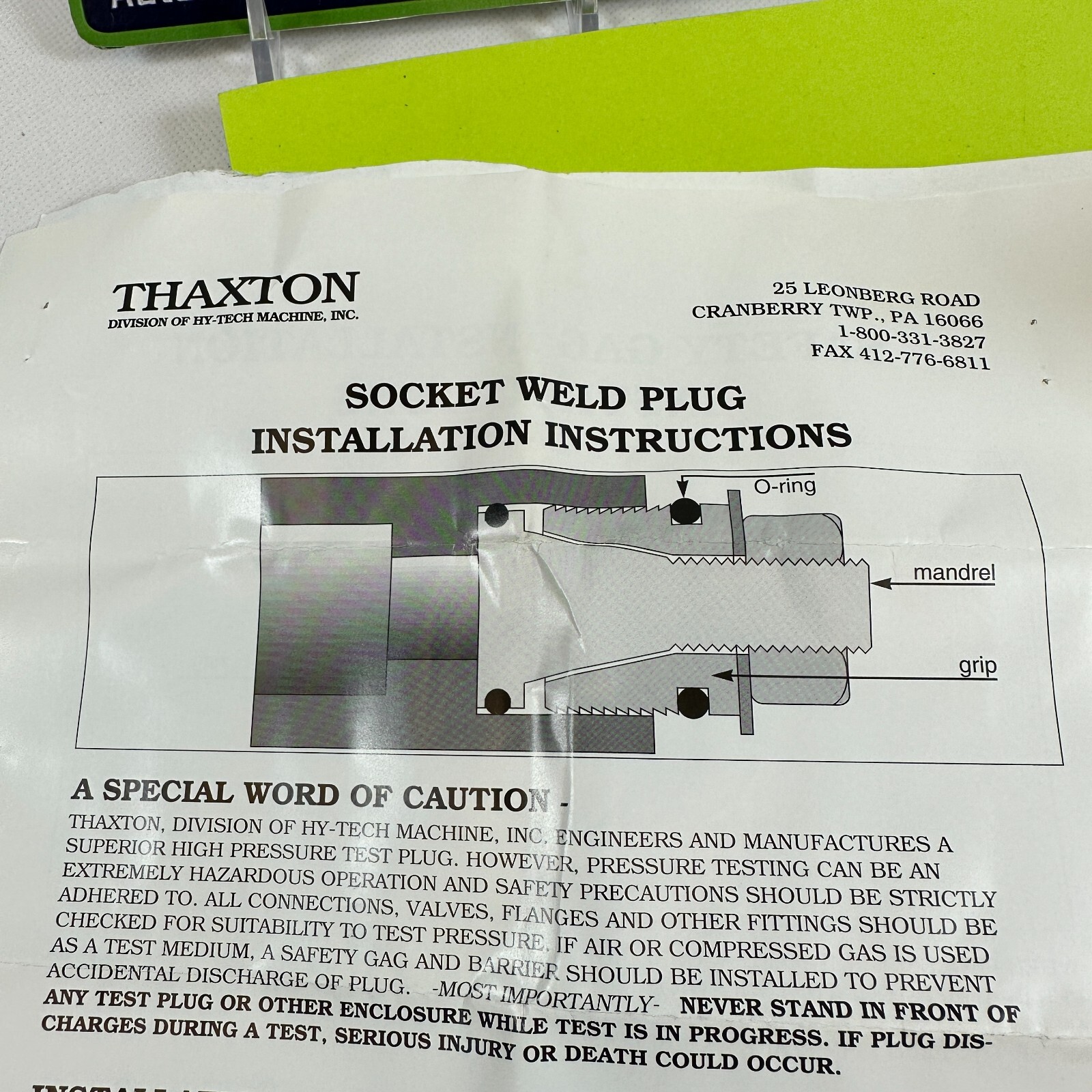 Thaxton Hy-Tech Machine 2″ Pipe Socket Weld Plug #2SWC NEW ship from USA
