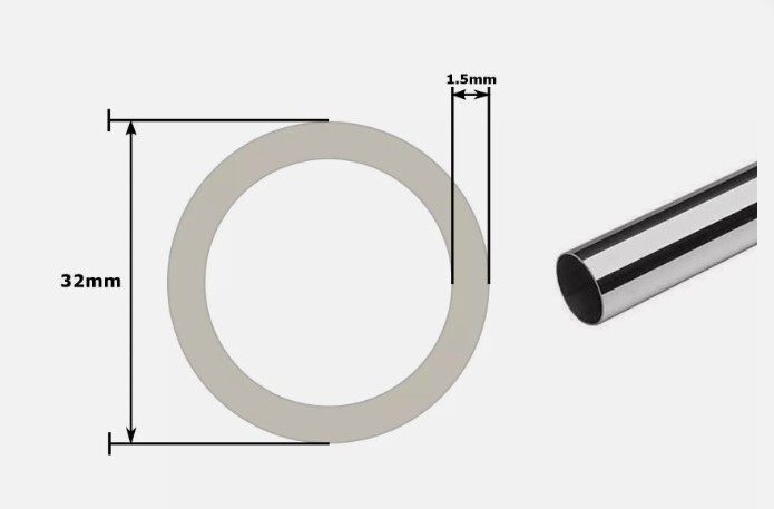 1.25″ Stainless Steel Round Pipe / Tube 304 GRADE OD =32mm Wall=1.5mm 300mm Long