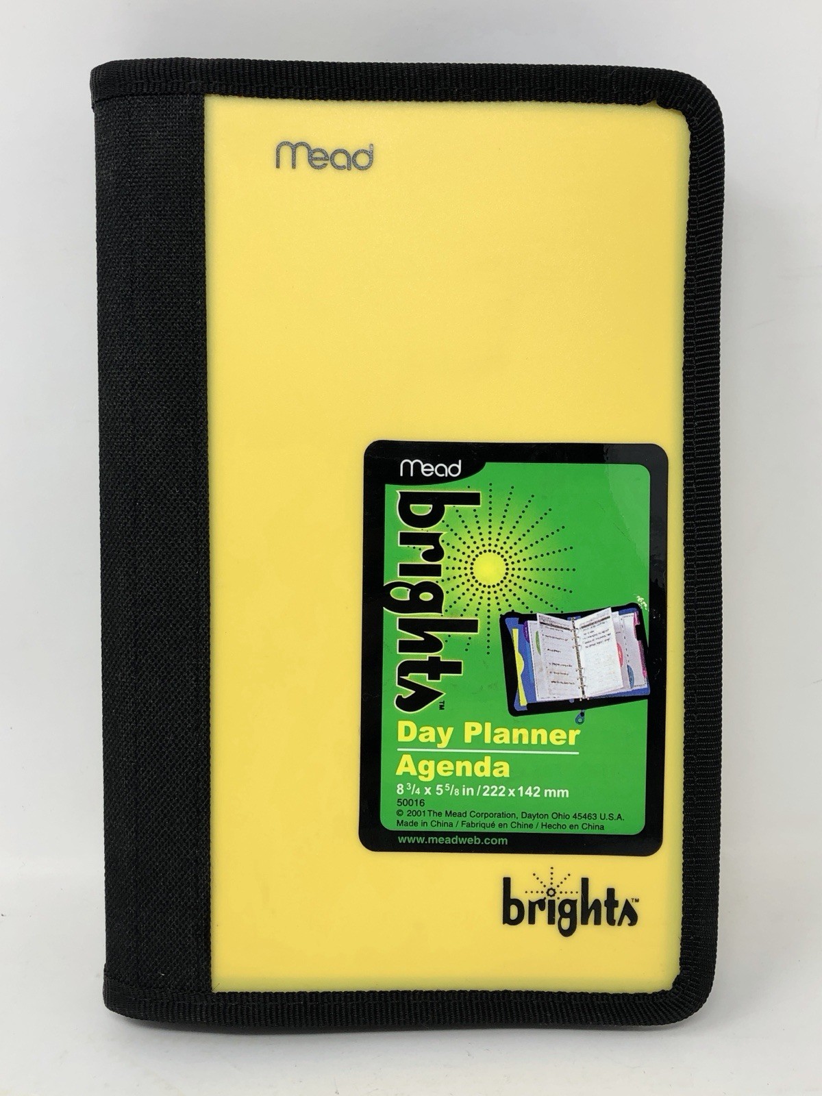 Vintage Mead Brights 6-Ring Compact Zipper Day Planner Binder NEON YELLOW Y2K