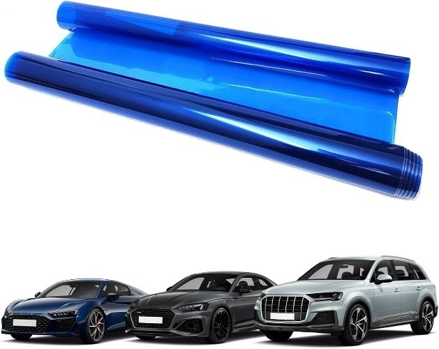 Blue Self-Adhesive Vinyl Tint Film for Car Taillight Headlight Fog Color: Blue