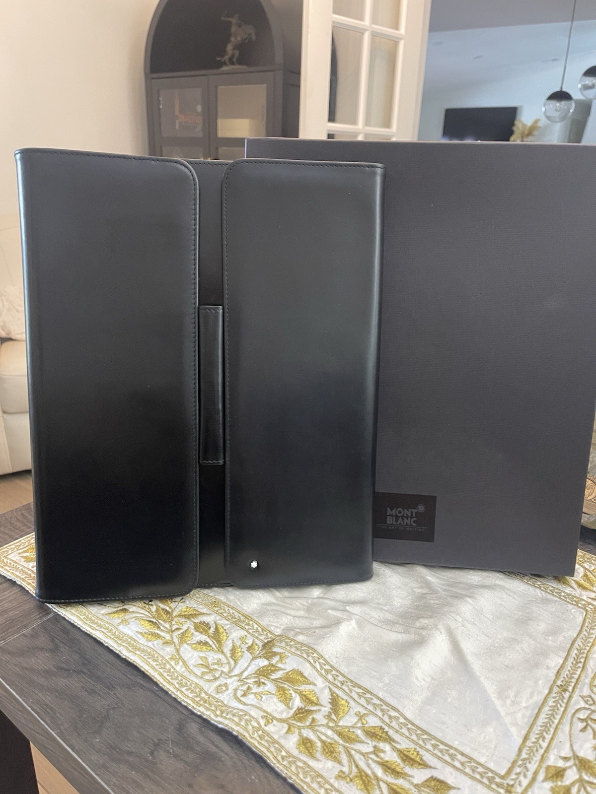 Montblanc black leather padfolio in its original box # 30510