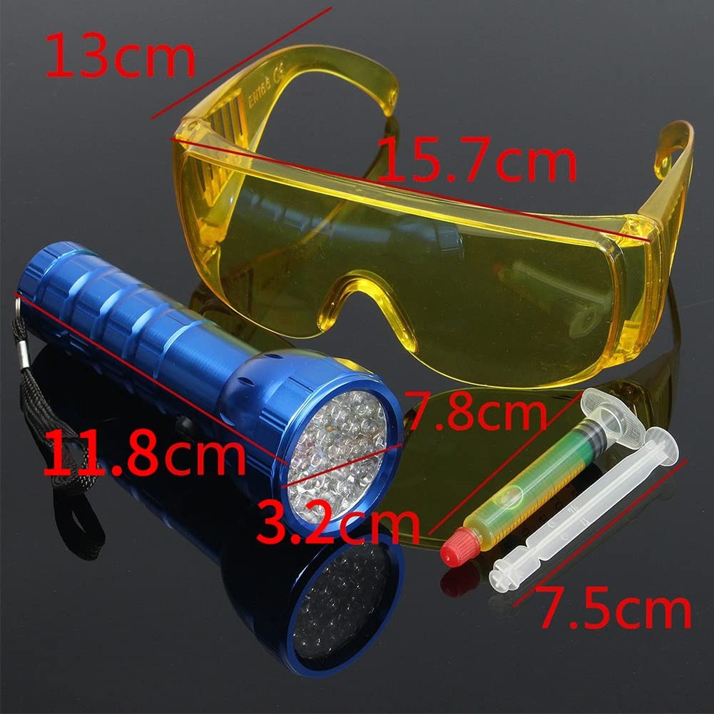 Fluorescent Leak Detector Kit Glasses UV Dye AC Auto Tool HeavyDuty Portable
