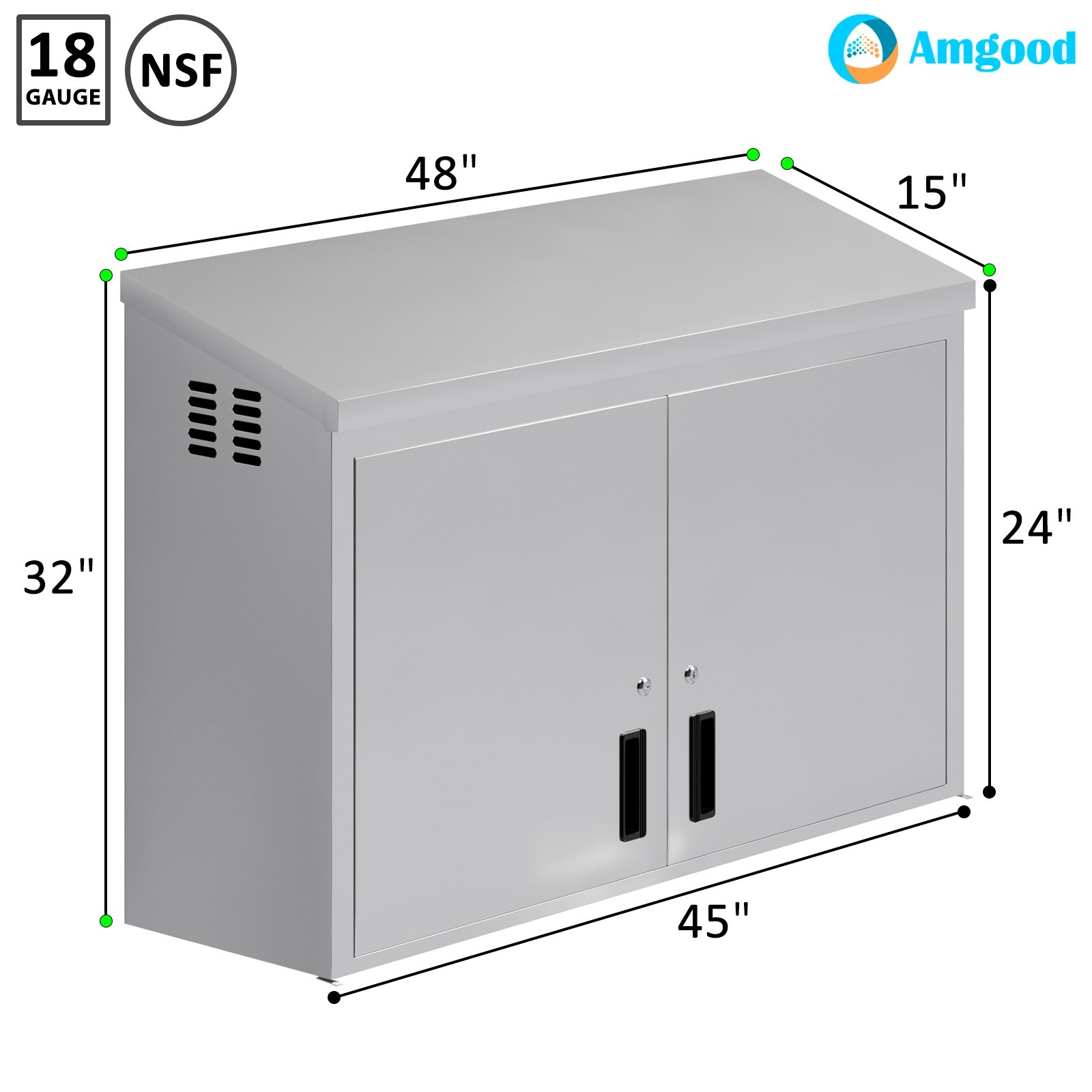 48 in. x 15 in. Stainless Steel Slope Top Wall Cabinet