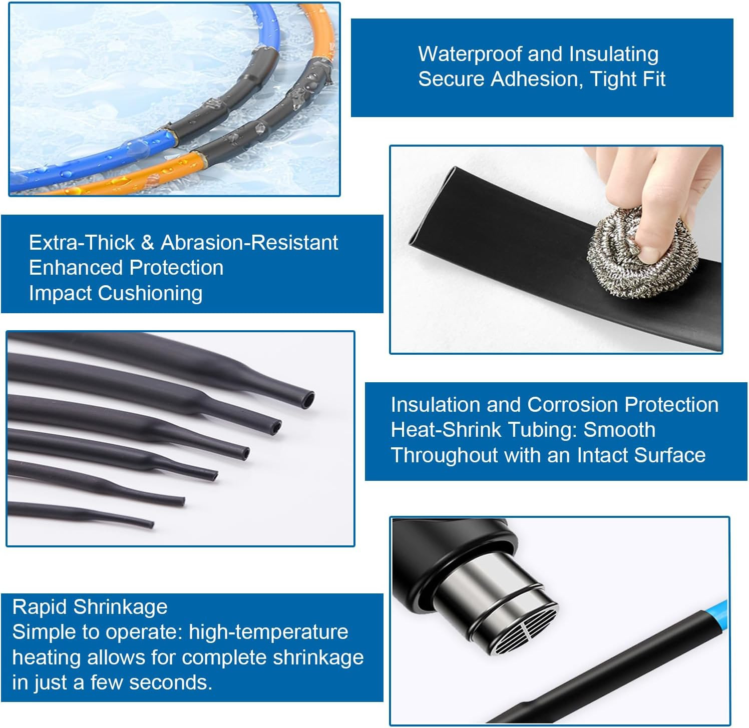 11-Size Heat Shrink Tubing Roll Kit 69 Ft Total,4:1 Adhesive-Lined Waterproof Wi