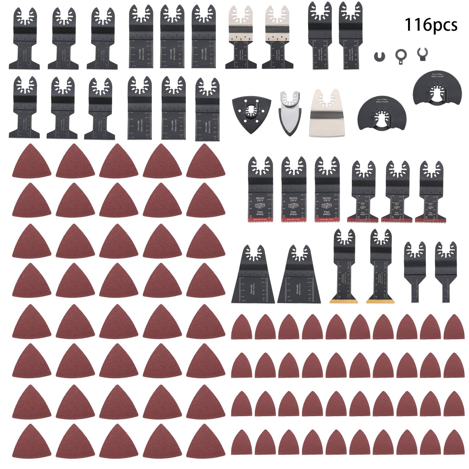 Multitool Blades Kit Cutting and Sandpaper 116 Pieces Oscillating Saw Blades
