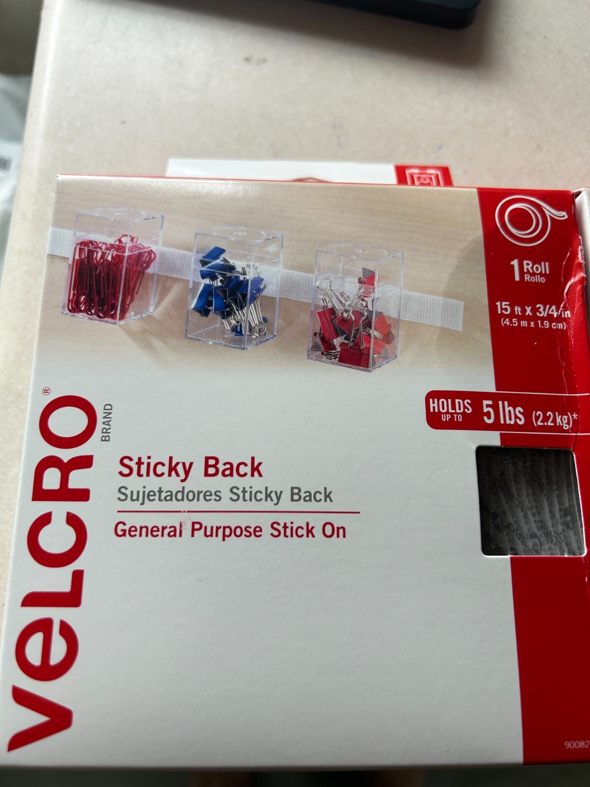 NEW 2-pack lot Velcro Sticky-Back Hook & Loop Fastener Tape 3/4″ x 15′
