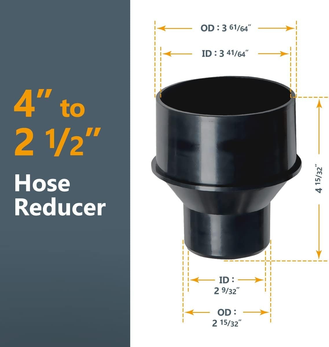 Dust Collection Fittings 4 Inch to 2-1/2 Inch Reducer Flex Cuff Hose Clamps