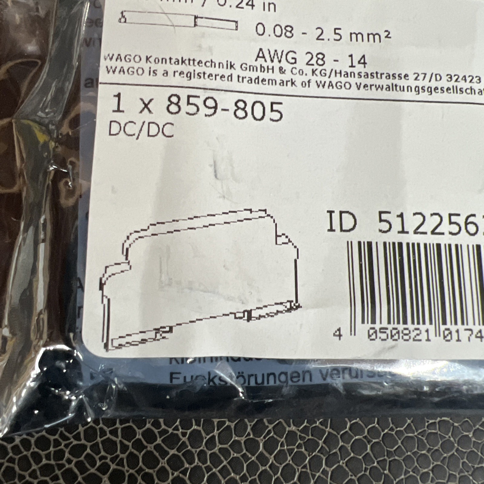 Wago 1 x 859-805 DC/DC Converter DIN 5-6 mm / 0.24 in 0.08-2.5 mm AWG 28-14 NOS