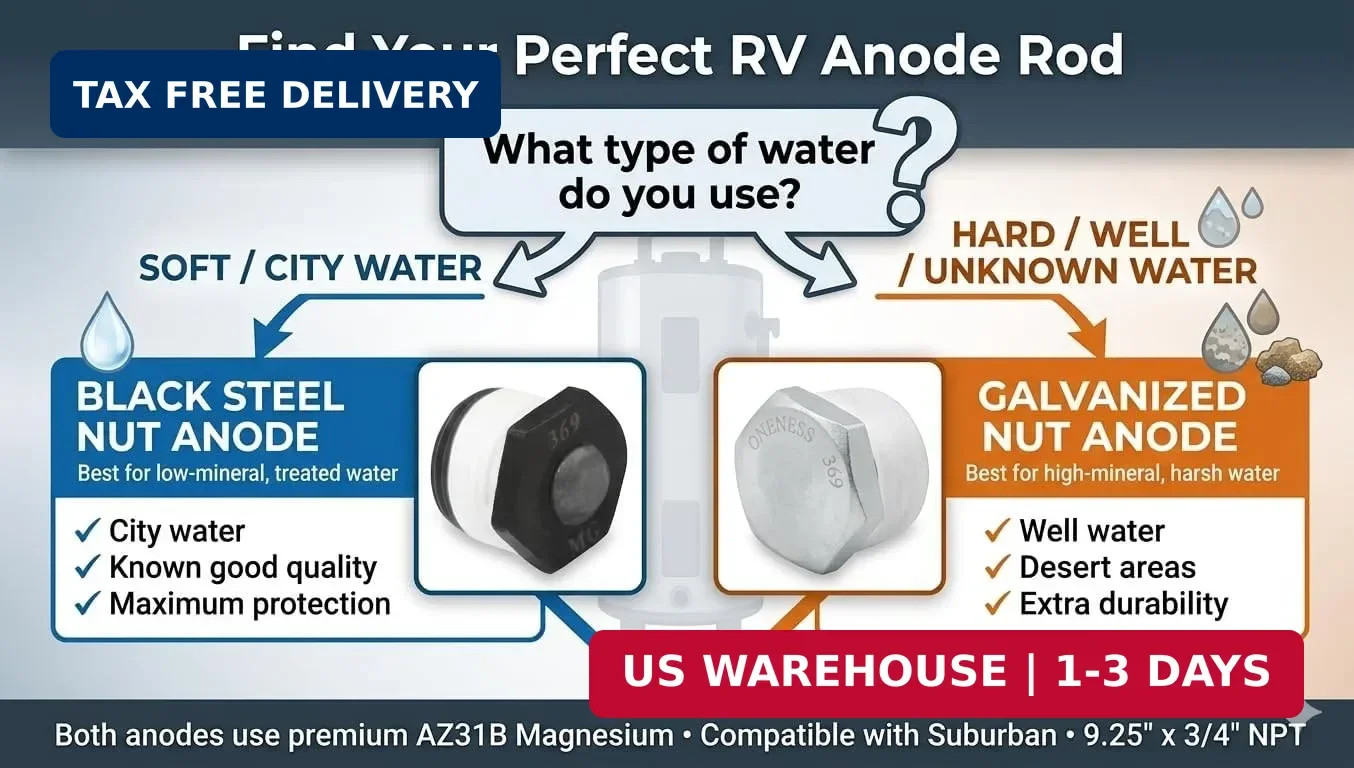 Oneness 369 RV Water Heater Anode Rod 2-Pack, 2 Years Warranty – 9.25″ x 3/4″ NP