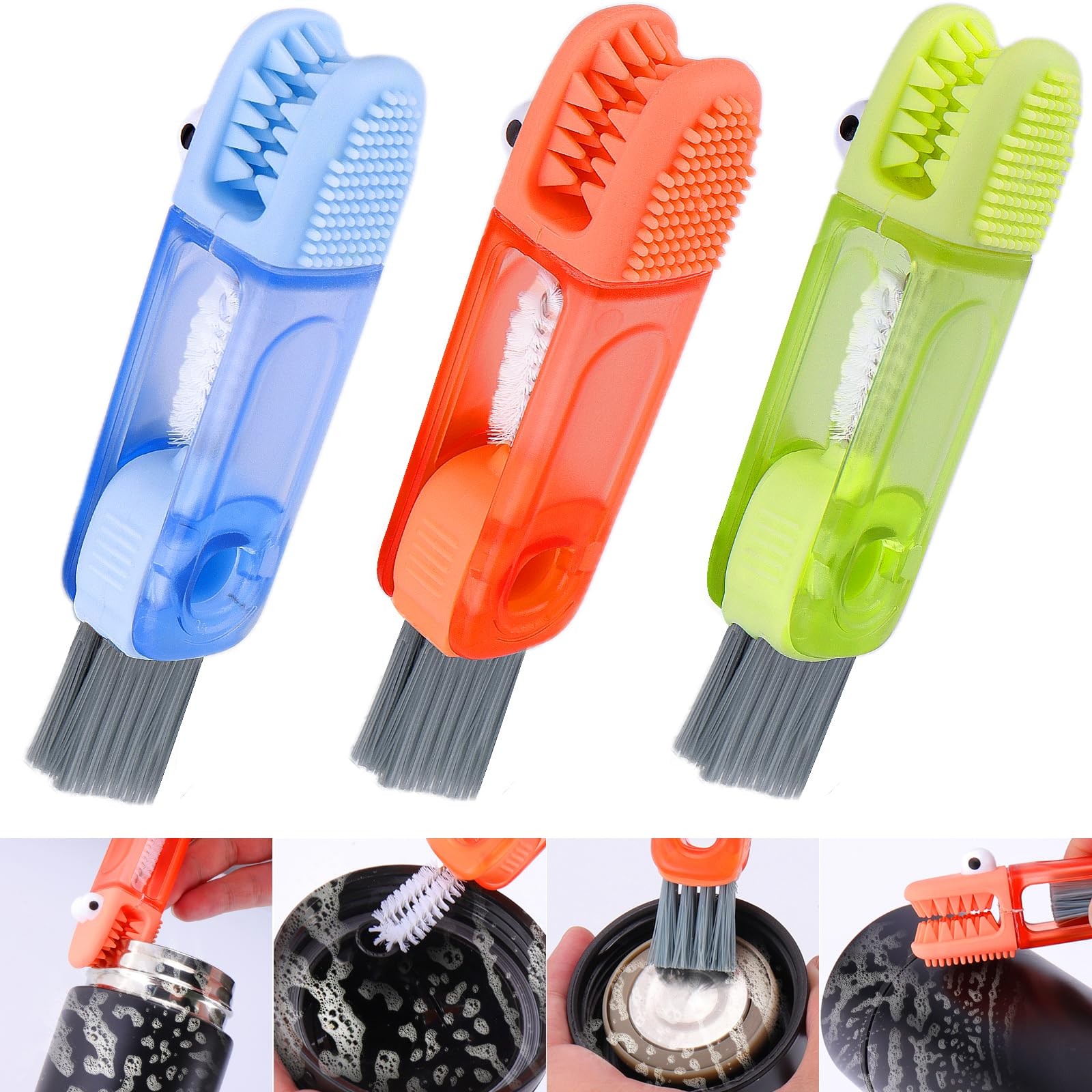 XANGNIER 4 in 1 Cup Lid Gap Cleaning Brush Set,Multifunctional Water Bottle Lid