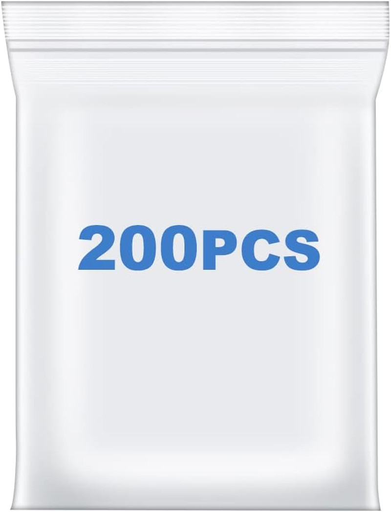 200 PCS Clear Zip Lock Bags 3×4 Inch 2.4 Mil Reclosable Plastic Storage Bags
