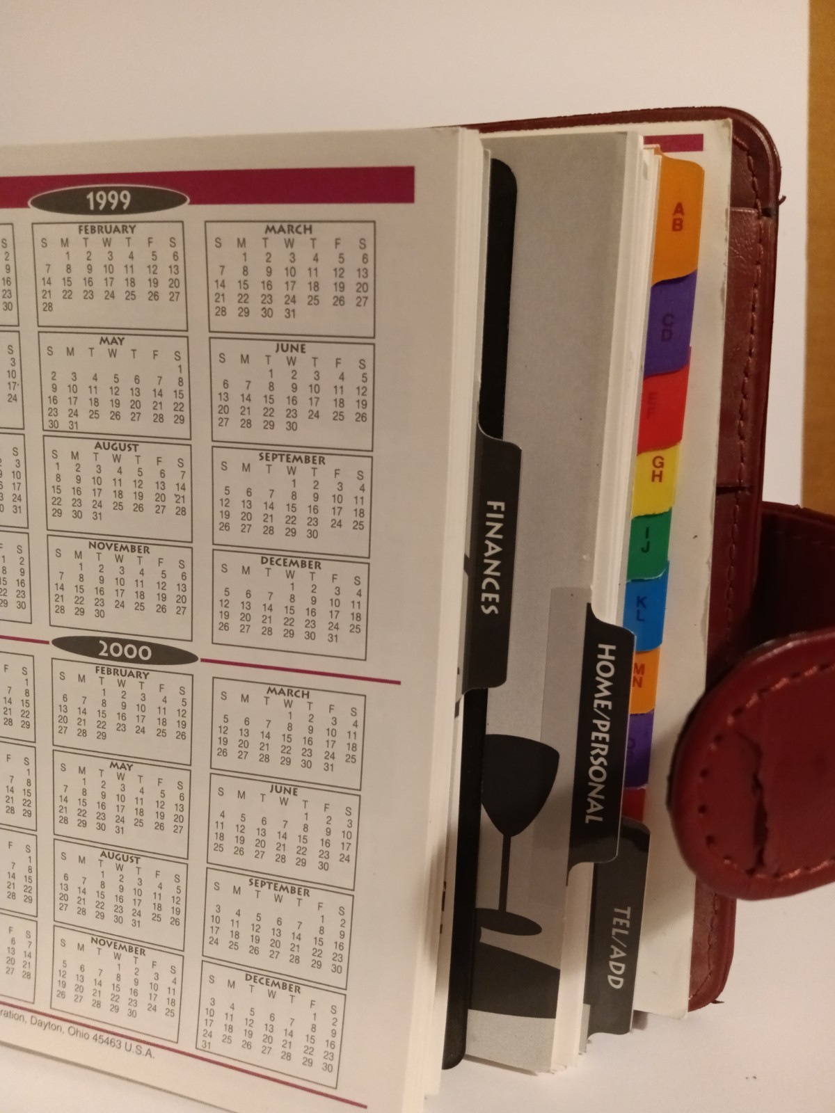 Vtg Mead Cambridge Fat Little Day Planner Snap 1994 Faux Black Leather Full