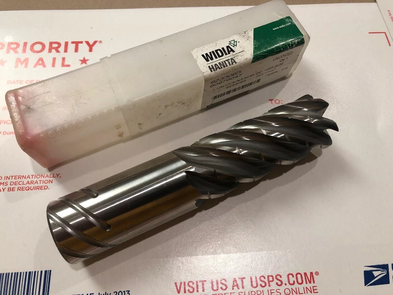 NEW WIDIA HANITA 6233063 HSS END MILL 1. 1/4 x 1. 1/4 x 3 x 5.80 6F CO .125R