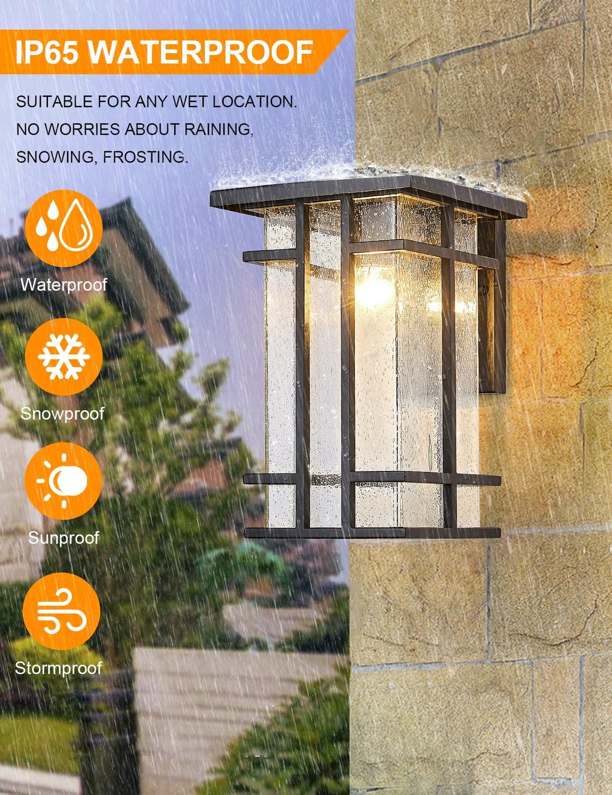 Rustic Dusk to Dawn Outdoor Wall Light Fixture 13.8″H Waterproof Exterior Wal…