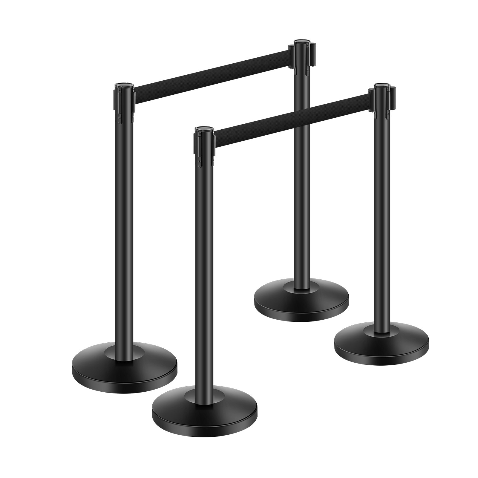 4 Pcs Stanchion Post with 4 Retractable Belts & Sand Injection Hollow Base