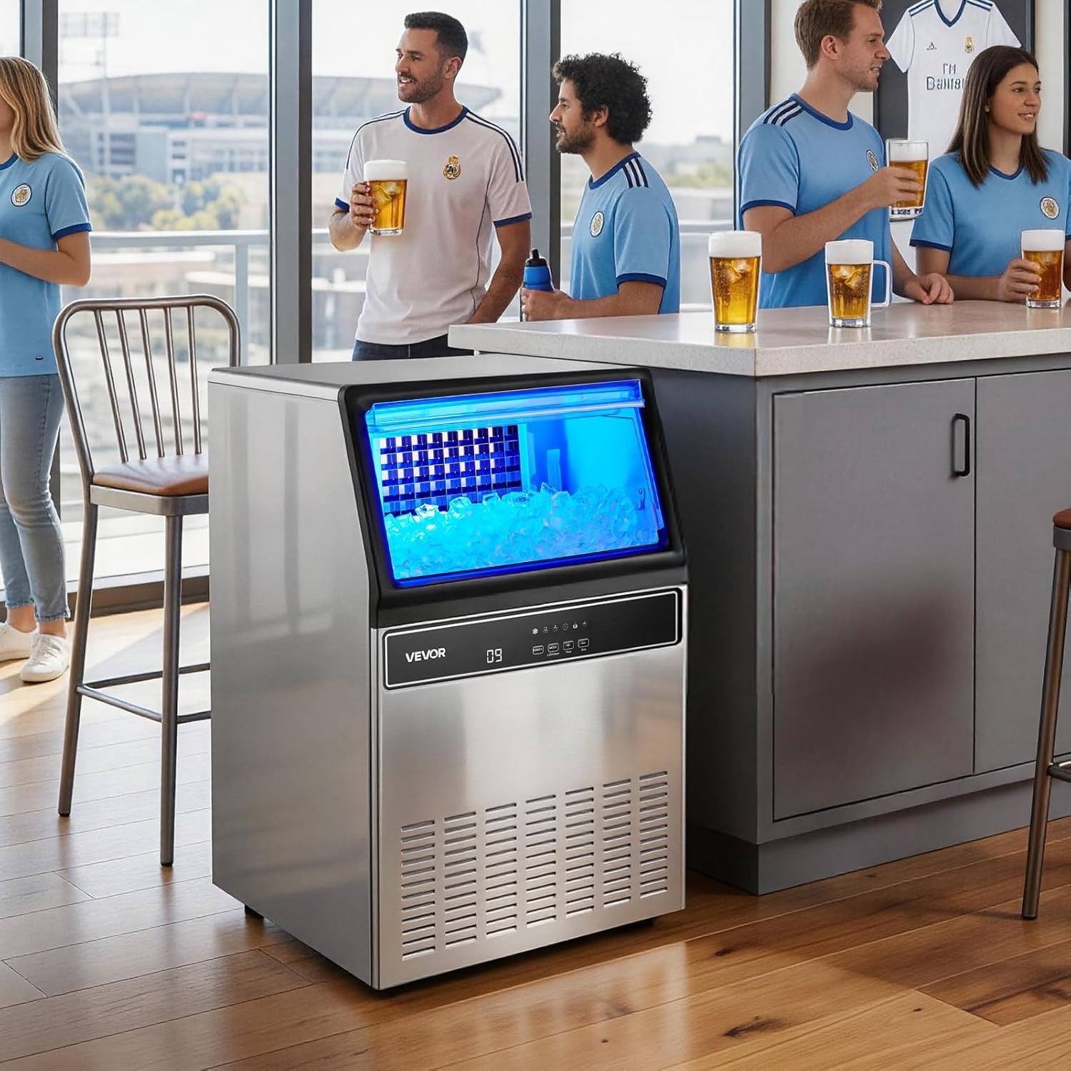 Stainless Steel Commercial Ice Maker – 120 lbs Daily Production & Self-Cleaning