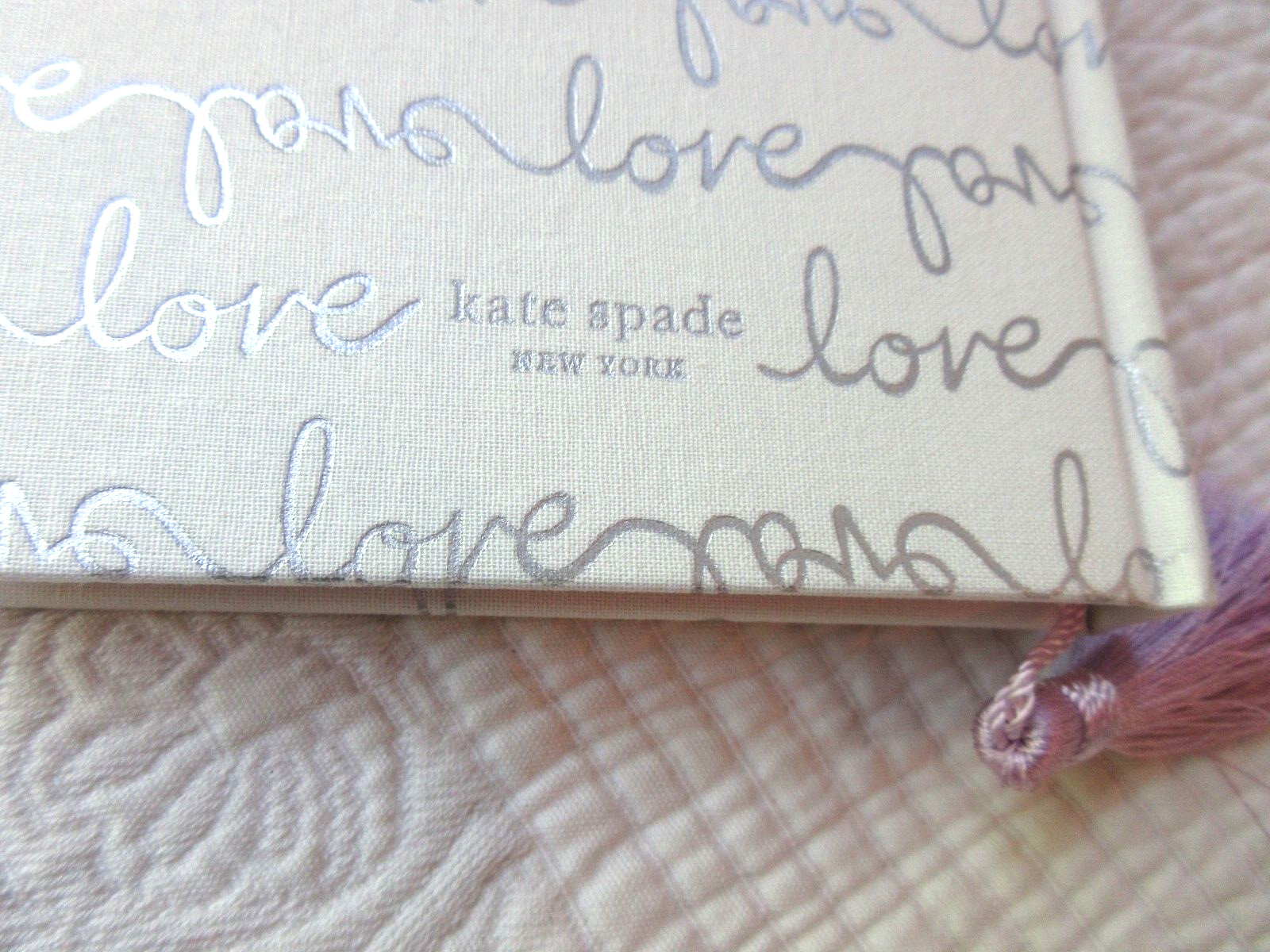 KATE SPADE LOVE BRIDAL JOURNAL TASSEL BOOKMARK 200 LINED PAGES LILAC ON WHITE