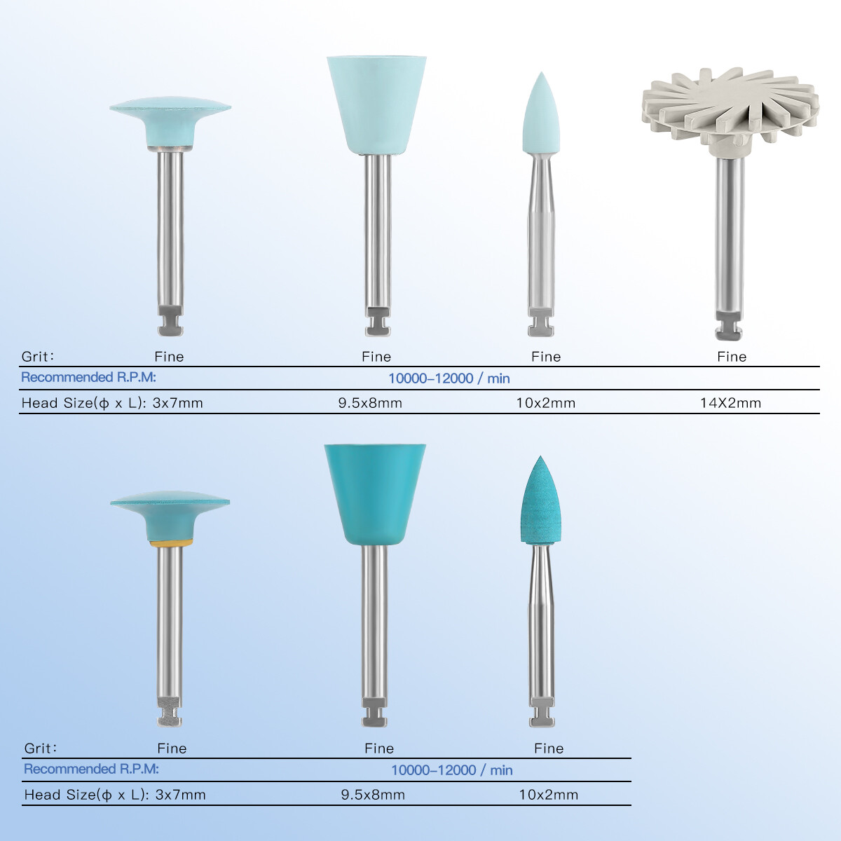 Dental RA Latch Type Composite Polishing Burs Brush Silicone Rubber with Diamond
