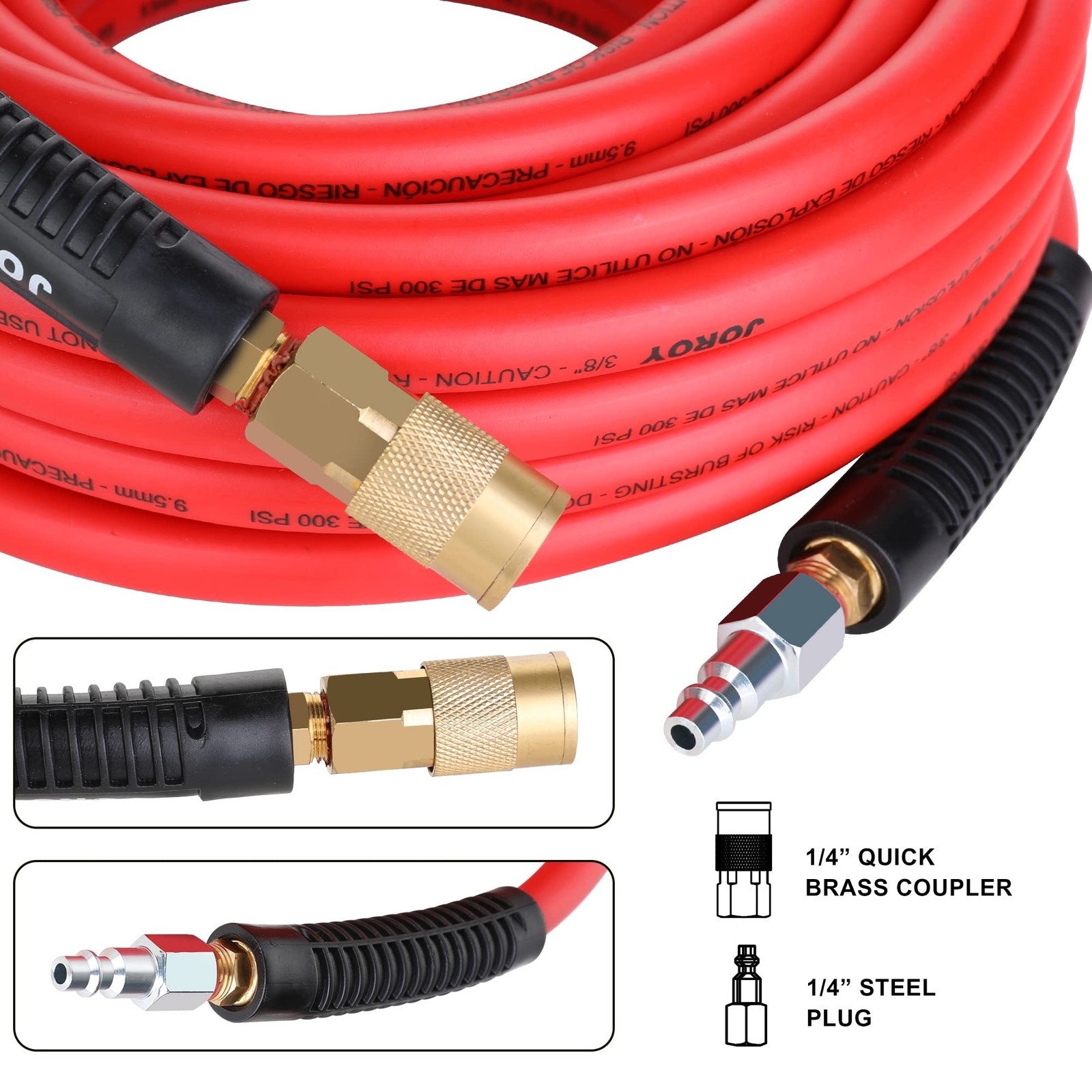 Hybrid Air Hose, 3/8-Inch by 50 Feet Air compressor Hose,Heavy Duty, Lightwei…