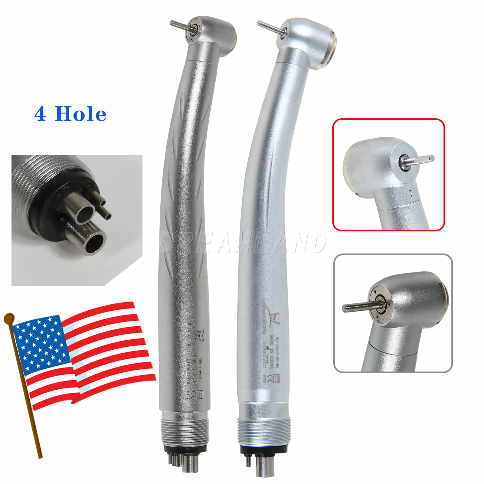 Dental High Speed (LED) Handpiece Push Single/Triple Way Spray 4 Holes e’r