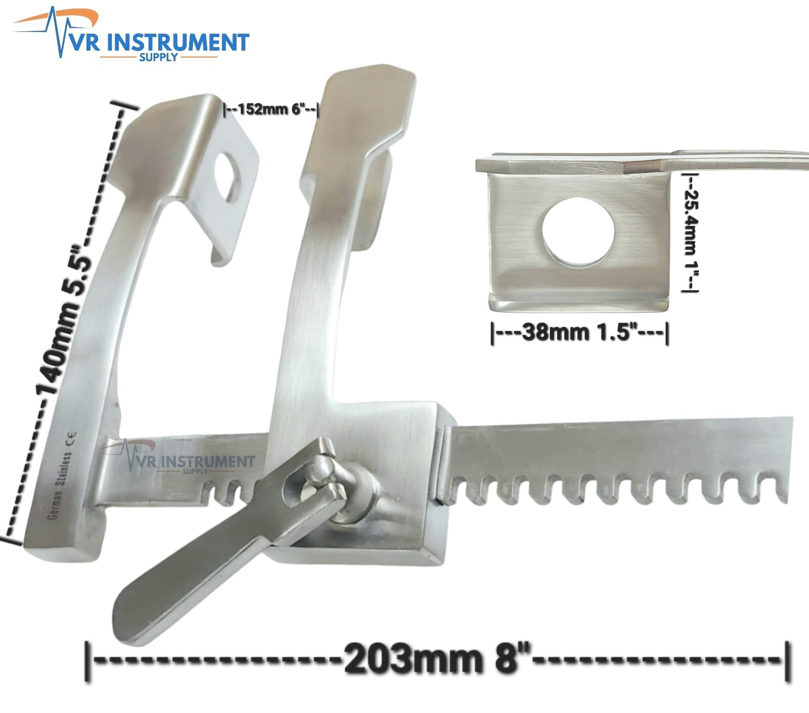 FINOCHIETTO Rib Spreader Retractor German Stainless CE Veterinary Tools 8″