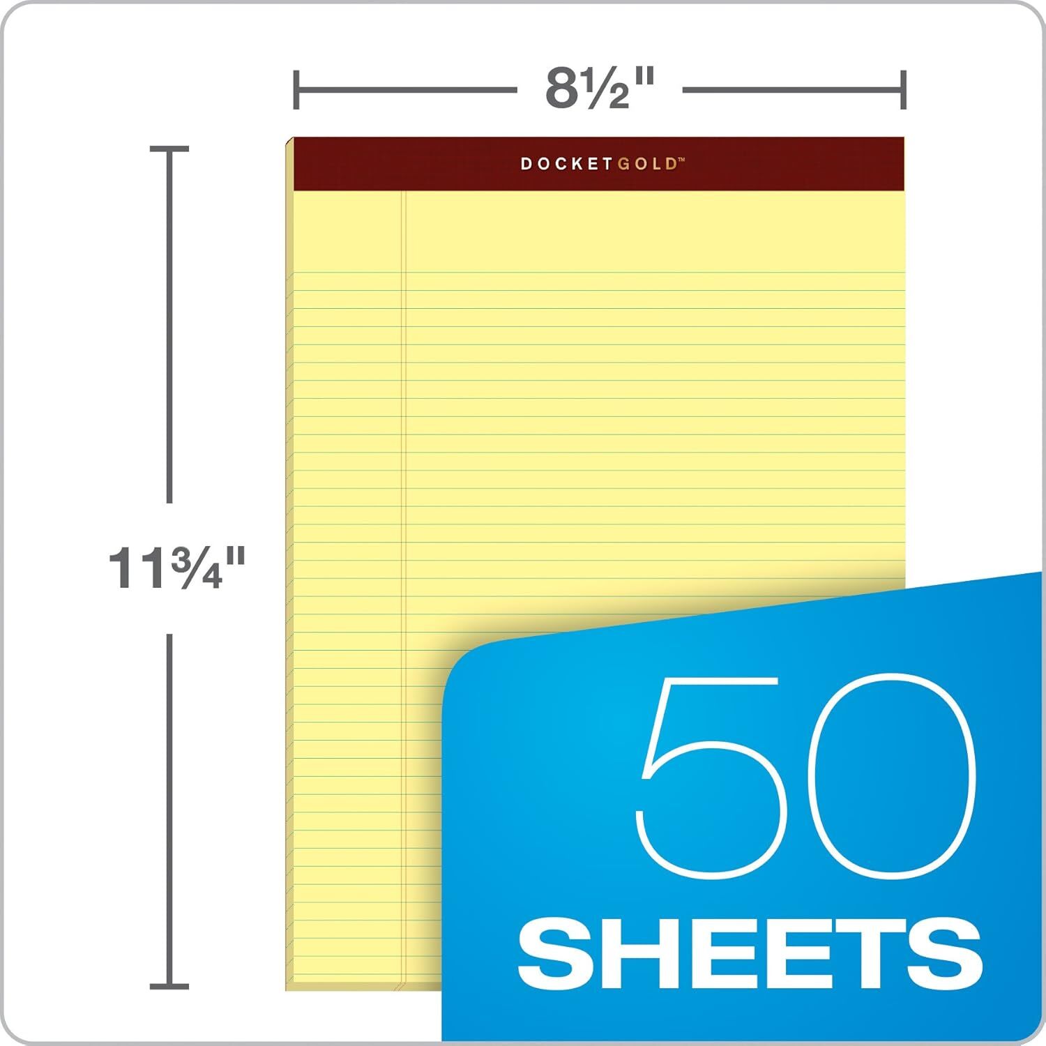 8.5 x 11 Legal Pads, 6 Pack, Premium Docket Gold Brand, Narrow Ruled, Thick Y…