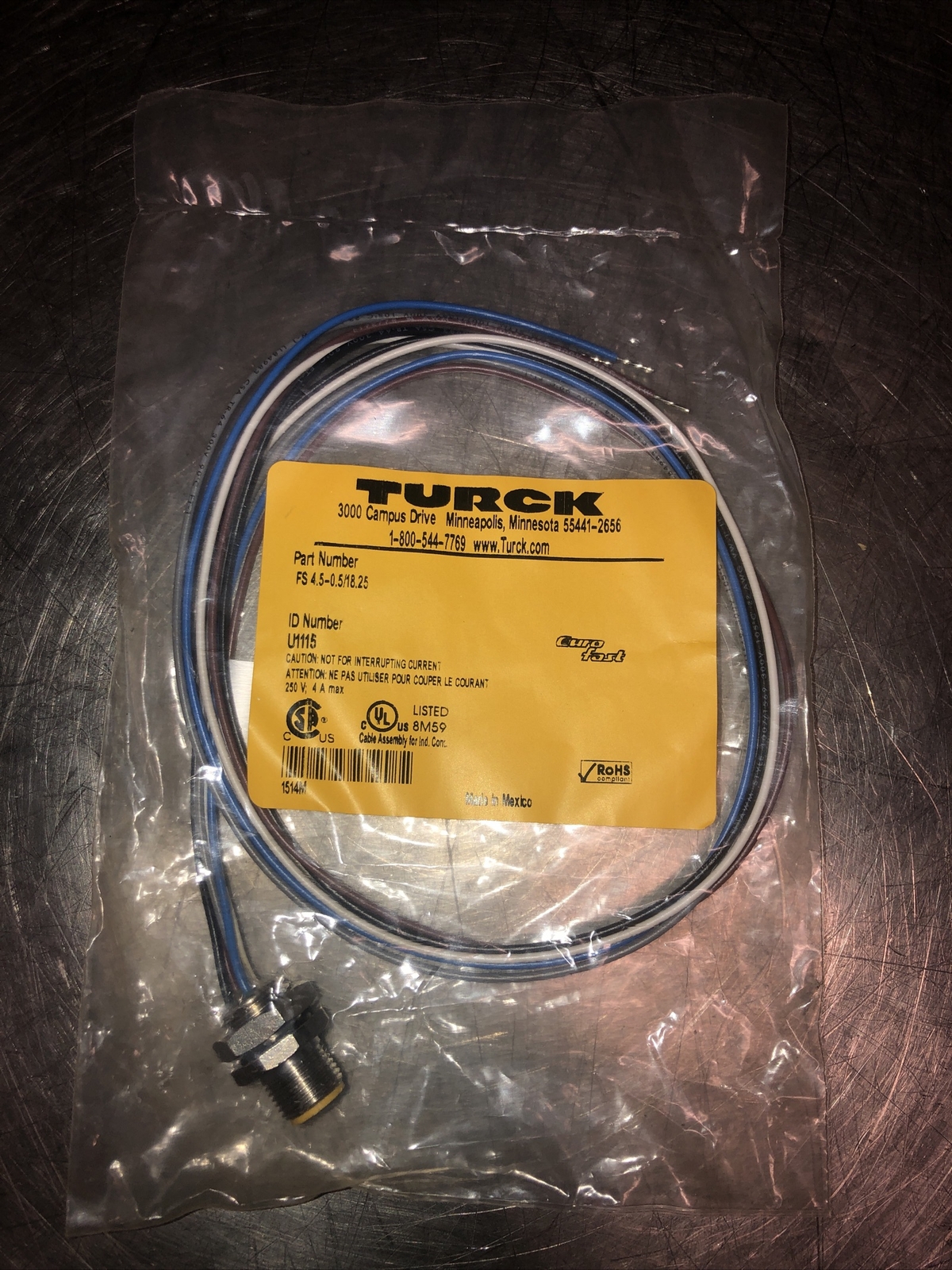 FS 4.5-0.5/18.25 TURCK Cordset Nos Surplus