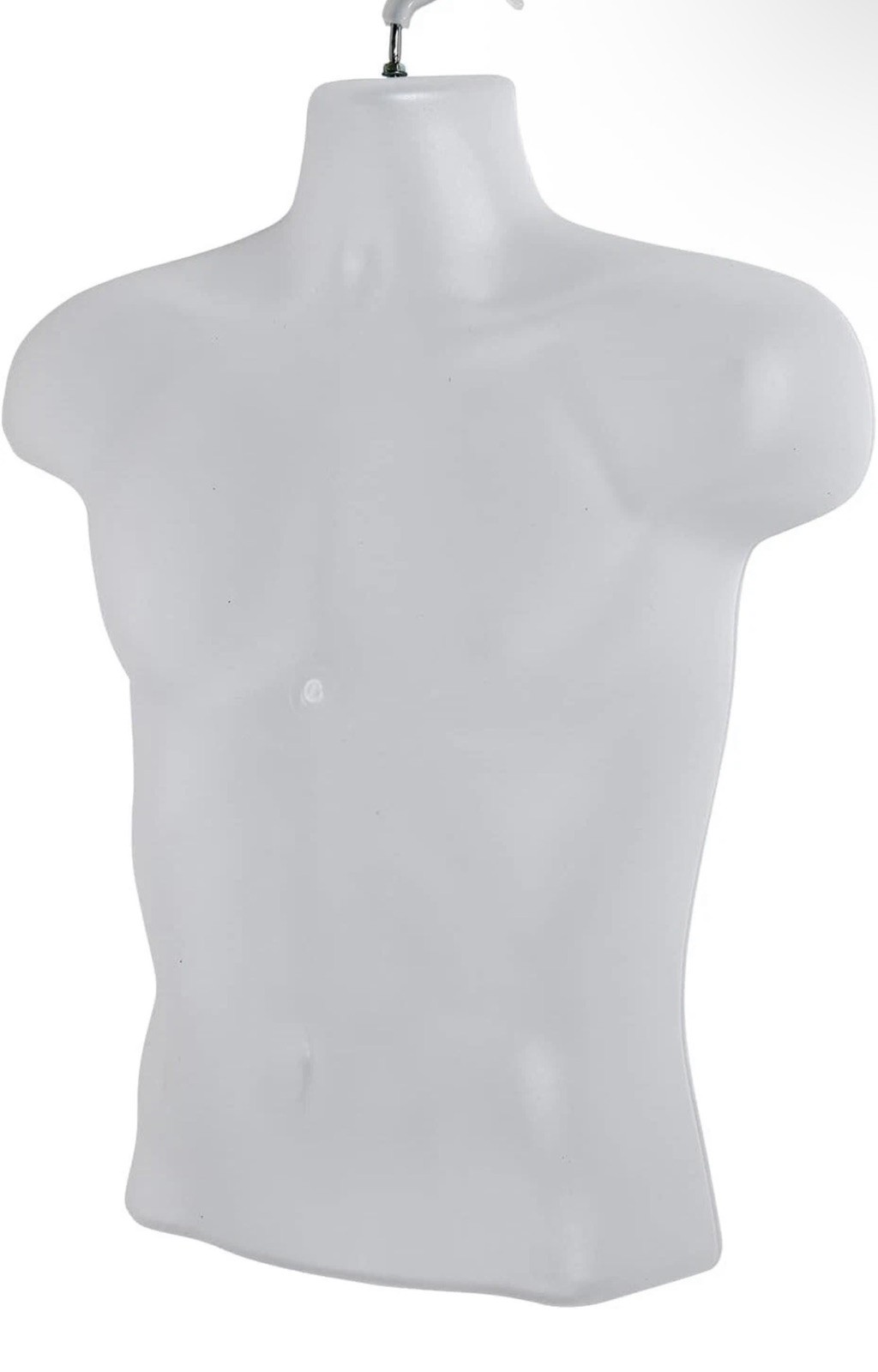 Molded Man’s Shirt Torso Form Fits S-L Hanging Male Mannequin Opaque Frosted