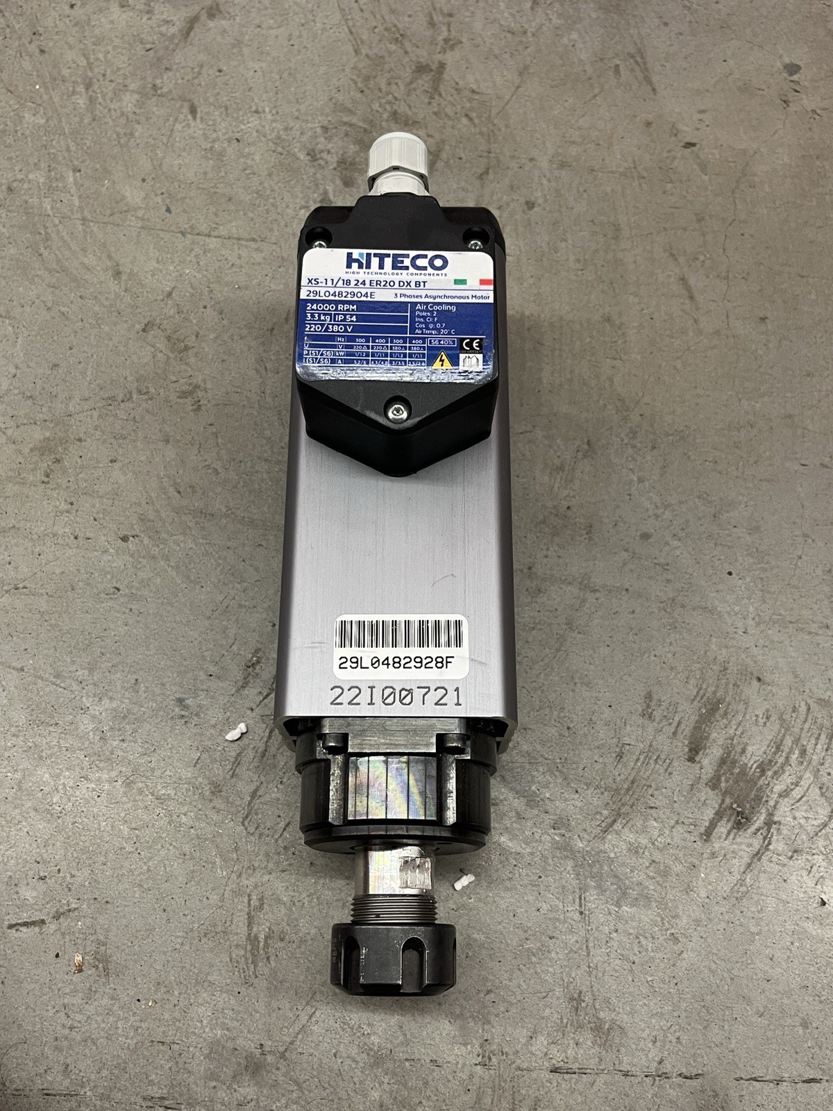 Hiteco XS-11/18 24 ER20 DX BT CNC Spindle Motor 24000RPM Tested Working