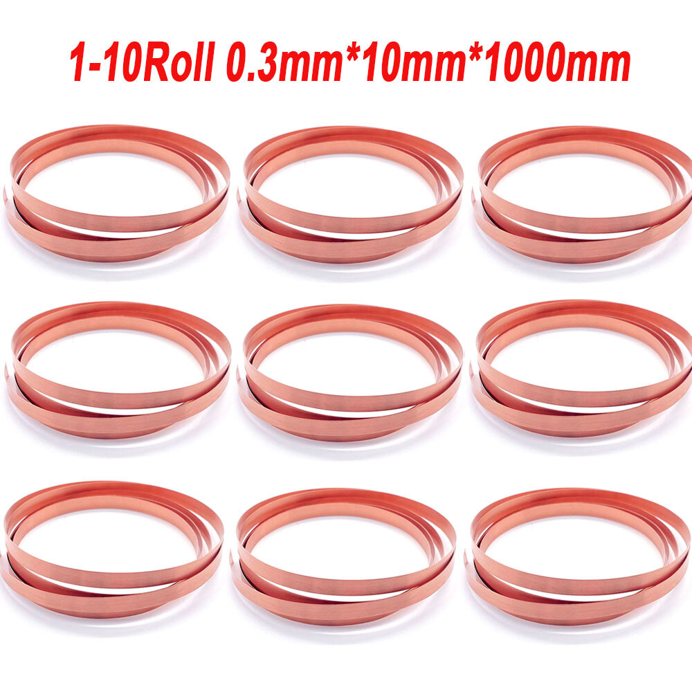 1-10Rolls 0.3mm x 10mm x 1000mm 99.9% Copper T2 Cu Metal Sheet Foil Plate Strip