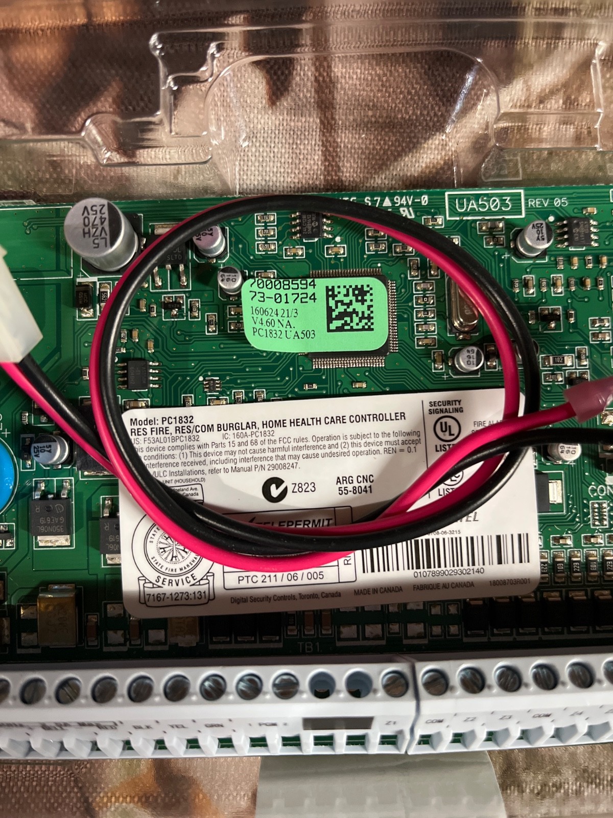 DSC PC1832 PowerSeries Control Panel Motherboard