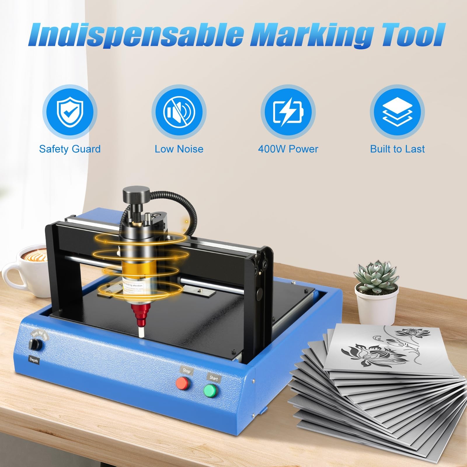 110V 400W Electric Marking Machine 200x150mm Metal Nameplate Engraver Windows