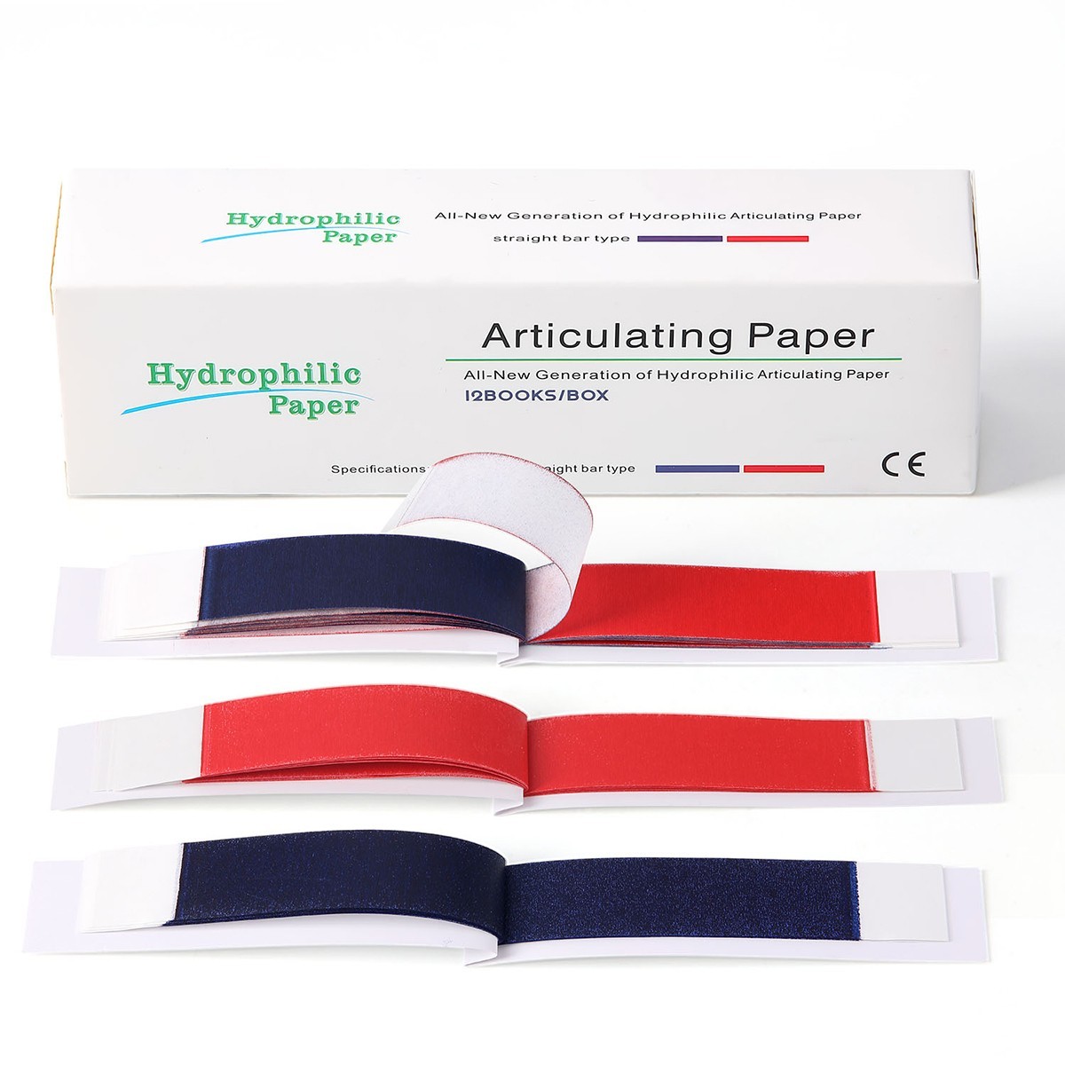 15sheet/book Dental Articulating Paper Hydrophobic Double Sided Strip Bite Paper