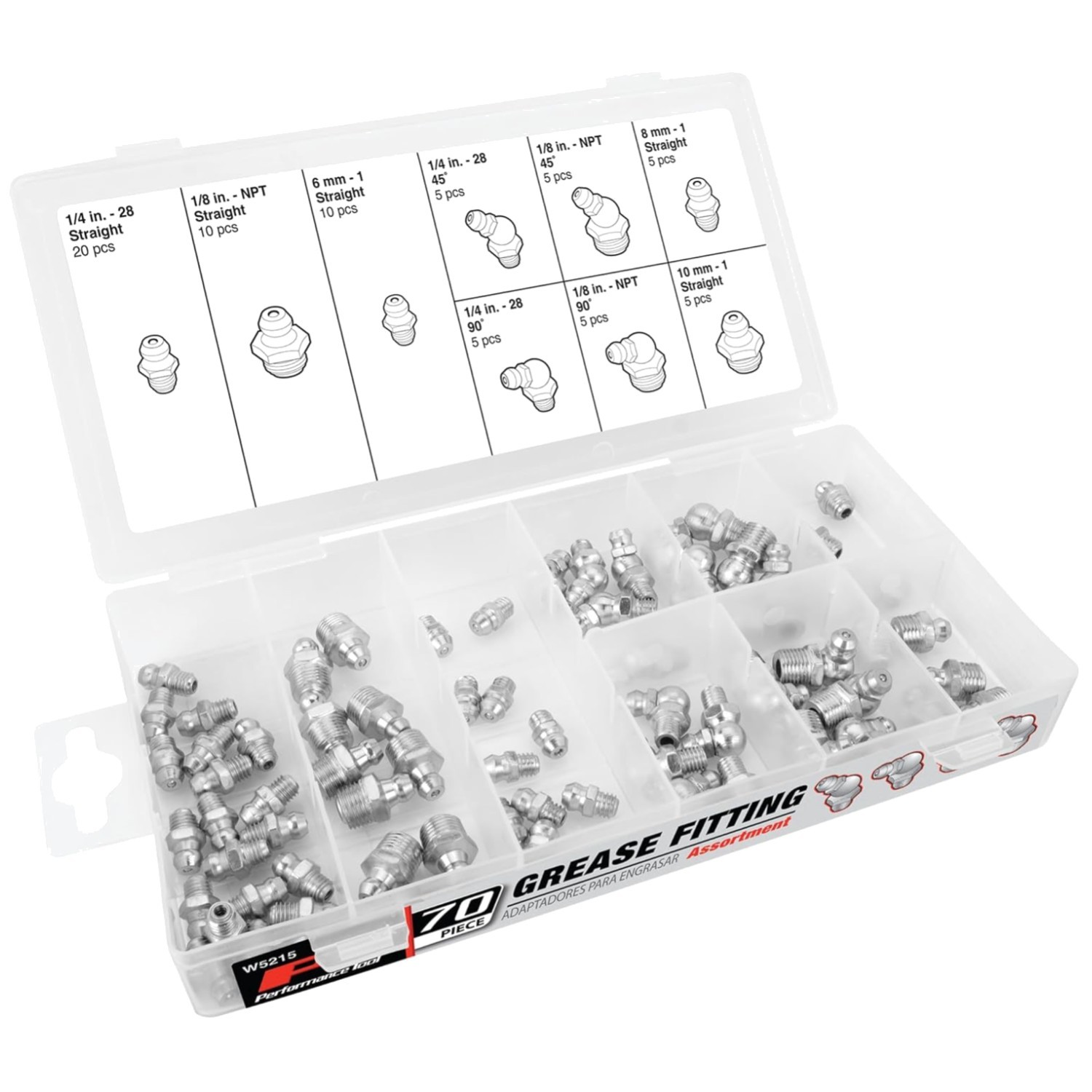 70-Piece SAE/MET Grease Fitting Assortment in Durable Steel – Versatile Solution