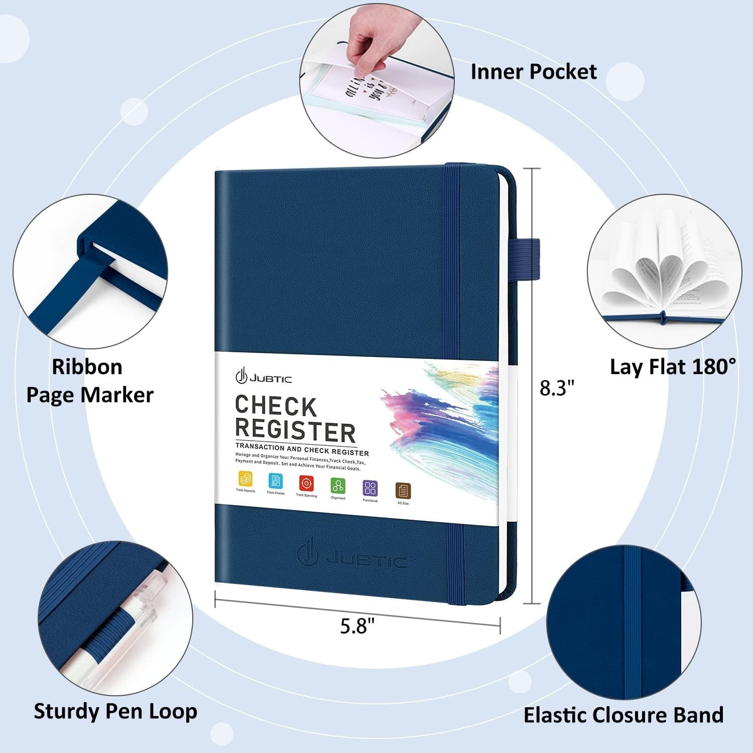 A5 Check Registers for Personal Checkbook, Ledger Transaction Registers Log B…