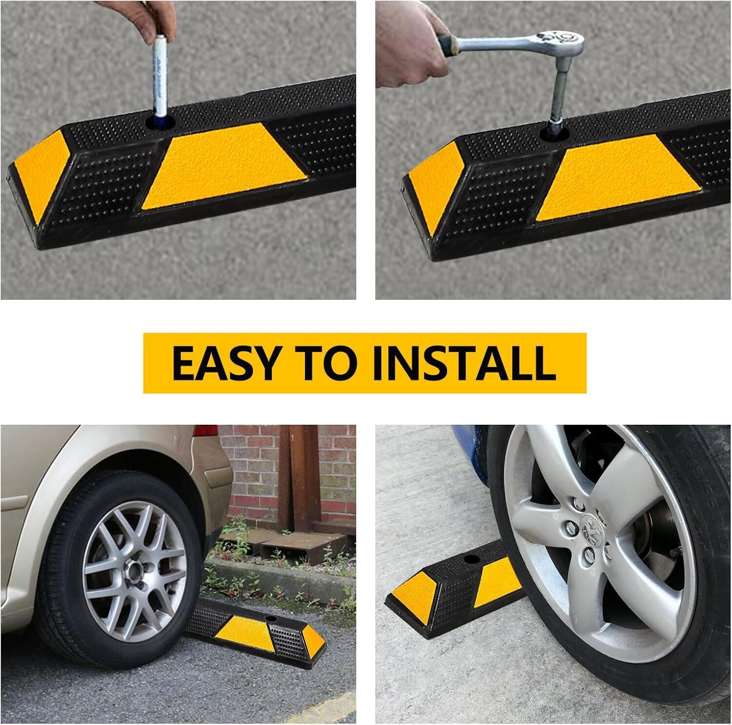 2 Pack Curb Parking Garage Floor Stopper 72″ Heavy Duty Rubber Parking Curb