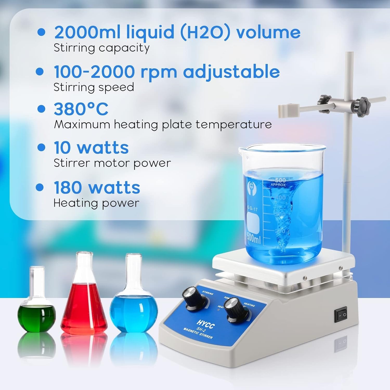 Laboratory-Grade Magnetic Stirrer Hot Plate – 2000mL Capacity, Rapid Heating