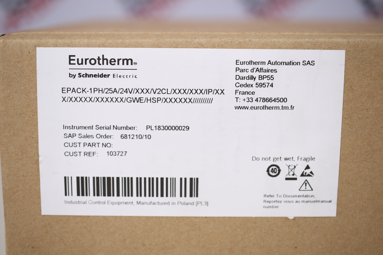 EUROTHERM EPACK-1PH/25A/24V/XXX/V2CL (POWER CONTROLLER) – 6 months warranty