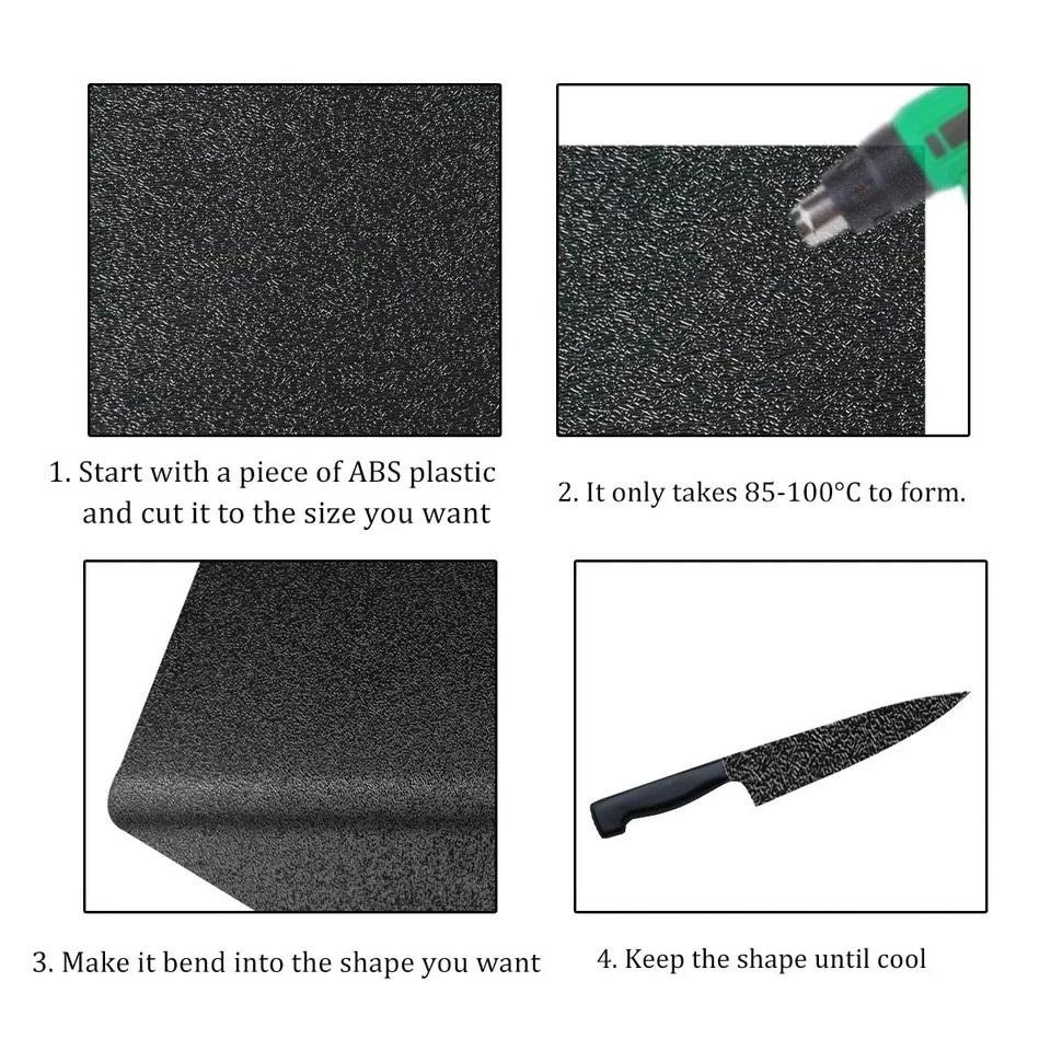 Pack of 2 ABS Plastic Sheet, Black Plastic Sheet 8″ x 12″ x 1/8″ Thick (3mm)