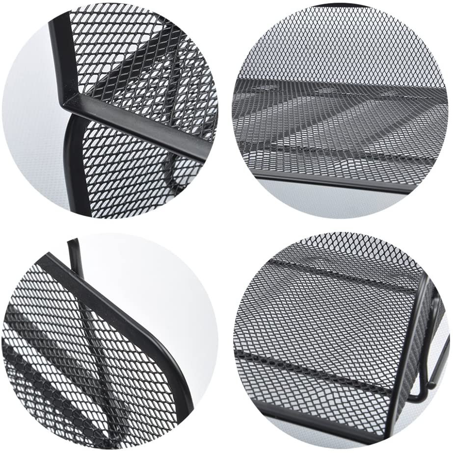 2 Tier Stackable Desktop Document Letter Tray Organizer Black Mesh Collection