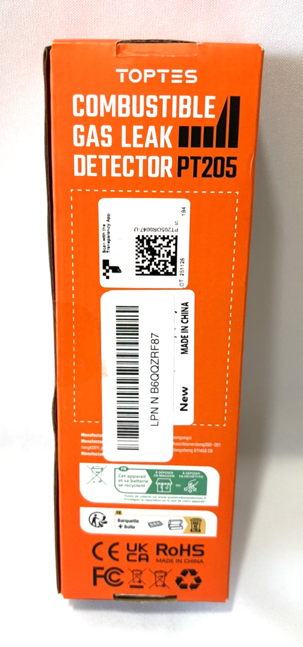 TOPTES PT205 Natural Gas Detector with Audible & Visual Alarm, Gas Leak Detector