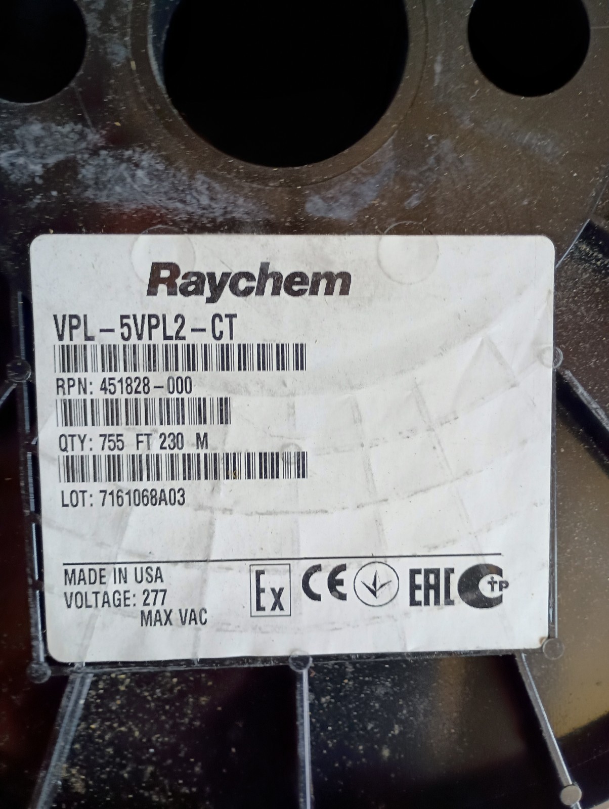 NEW 100 FT RAYCHEM VPL-5VPL2-CT HIGH TEMP SELF REG. HEATING CABLE 5W/FT 277VAC