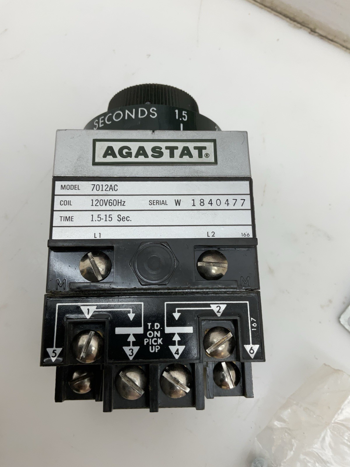 Agstat Model 7012AC Timing Relay 120 VAC 1.5-15 Seconds NEW