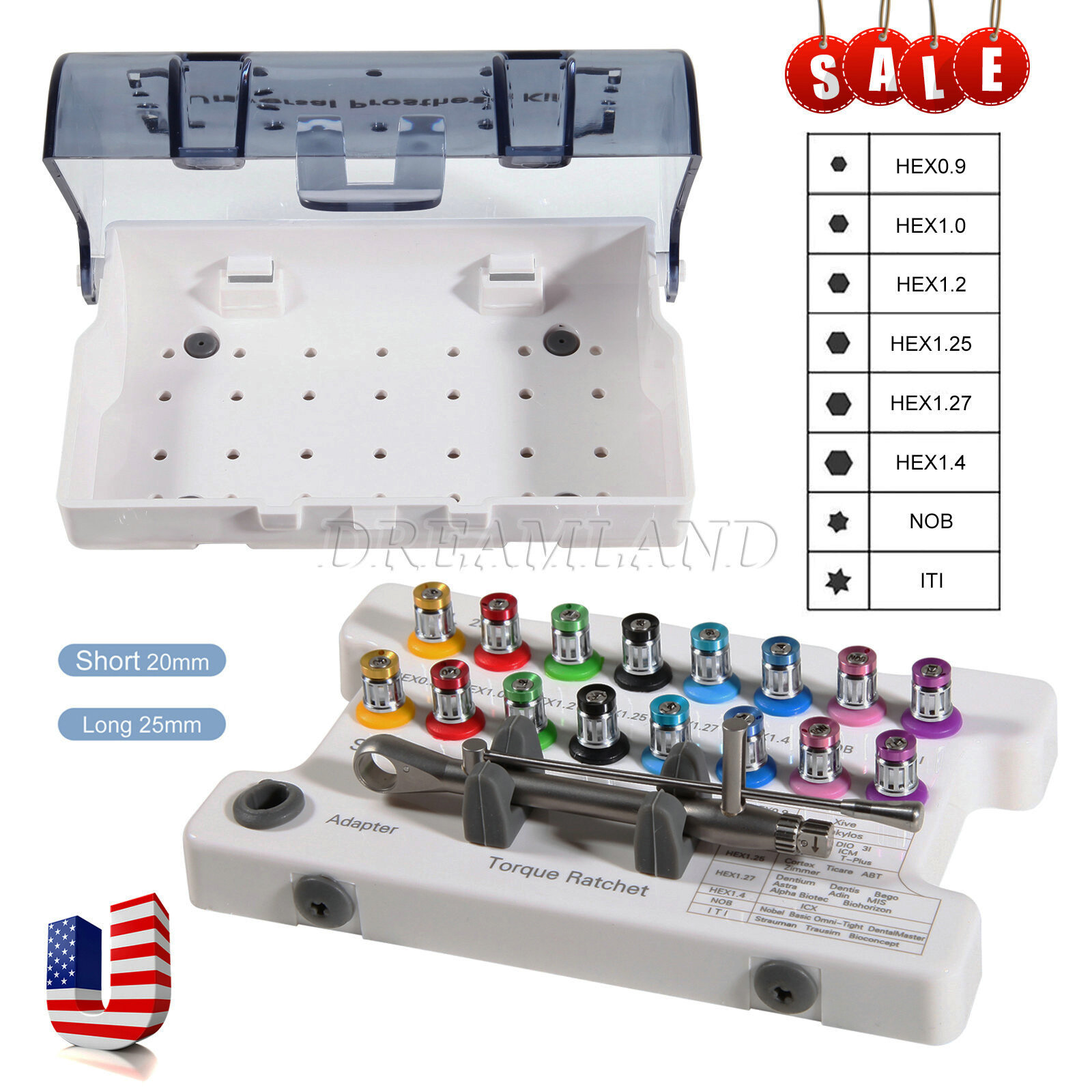 Universal Implant Prosthetic Driver Kit Torque Wrench Manual Screwdriver