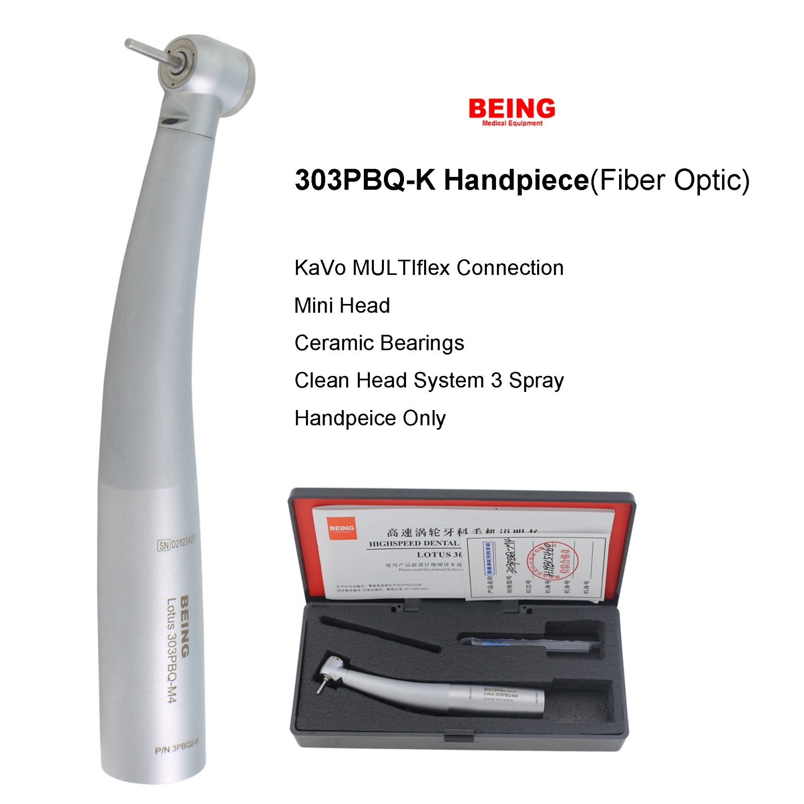 BEING Dental Small Mini Head High Speed Handpiece Fiber Optic NSK Kavo Coupler