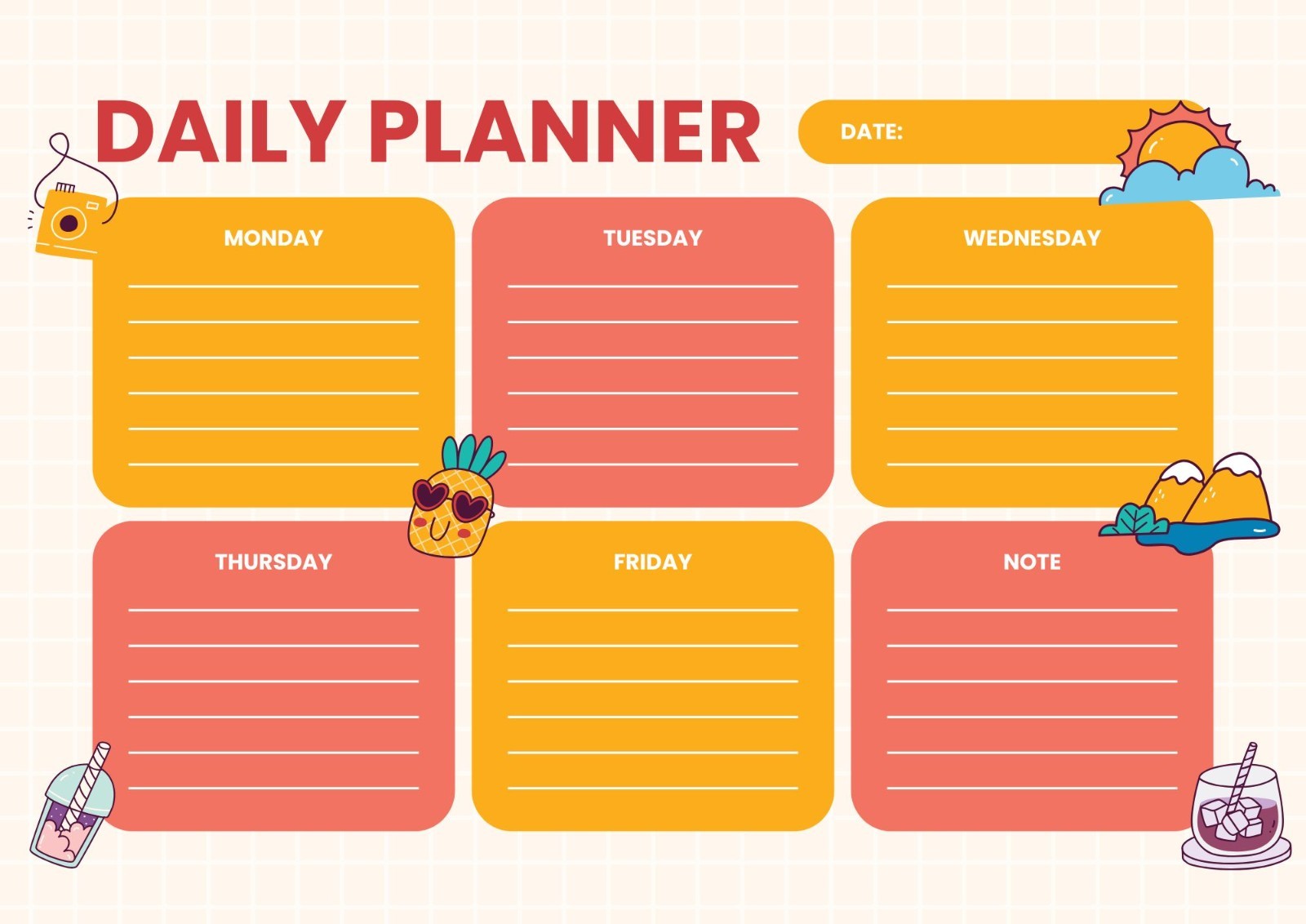 10 Minimalist & Cute Printable daily Planner l A4 size printables