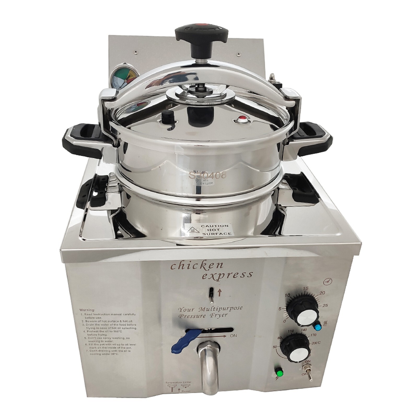 110V Countertop 16L Electric Chicken Stove Multi-purpose Pressure Fryer 25A