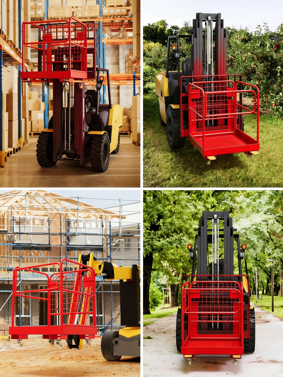 1200lbs Forklift Safety Cage Heavy Duty Collapsible 36″ x 36″ Steel Man Basket