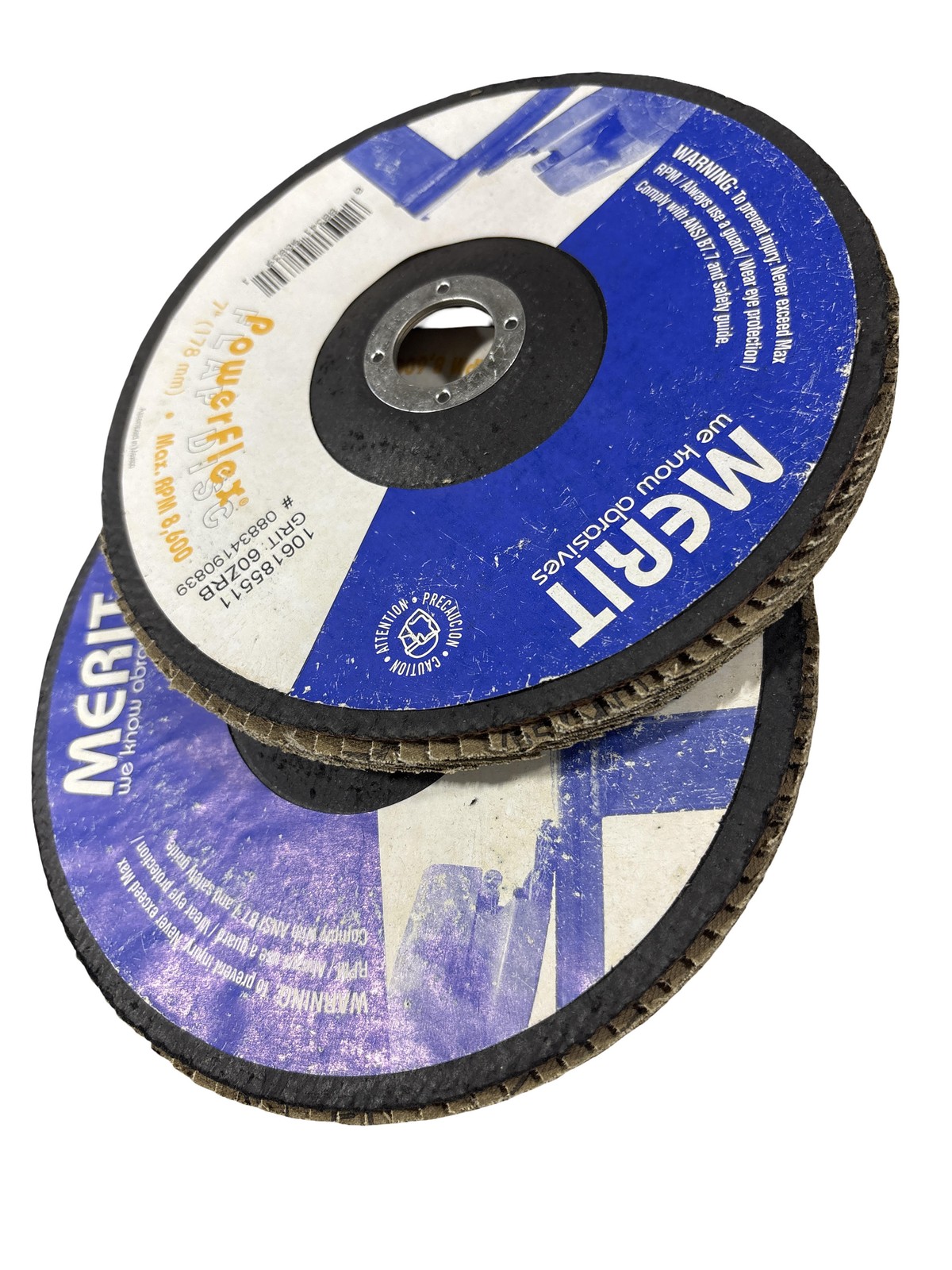 Merit 7″x 1/4″ x 7/8″ Power Flex Flap Disc Type 27 Flat 60 Grit 2 Pack