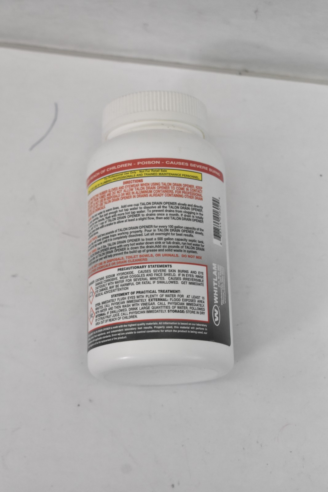 Whitlam Talon Drain Opener Non Acidic No Odor 1lb Bottle Cleaner Fast Acting